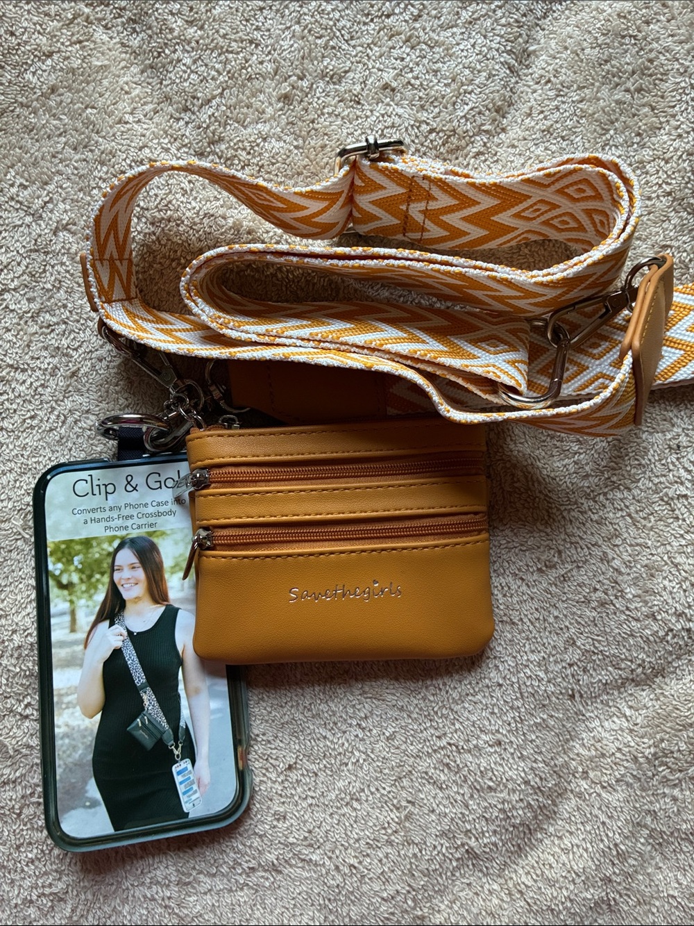 Save the Girls NWTMustard Yellow Crossbody Pouch with Patterned Adjustable Strap